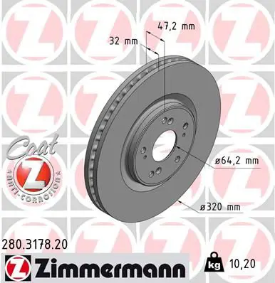 Handler.Part Brake disc ZIMMERMANN 280317820 1