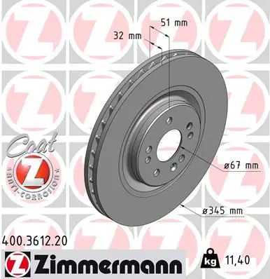 Handler.Part Brake disc ZIMMERMANN 400361220 1