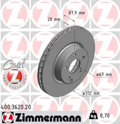 Handler.Part Brake disc ZIMMERMANN 400362020 1