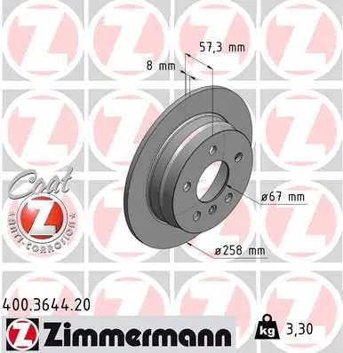 Handler.Part Brake disc ZIMMERMANN 400364420 1