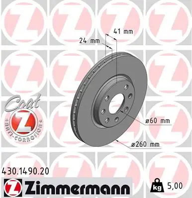 Handler.Part Brake disc ZIMMERMANN 430149020 1