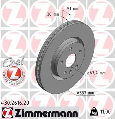 Handler.Part Brake disc ZIMMERMANN 430261620 1