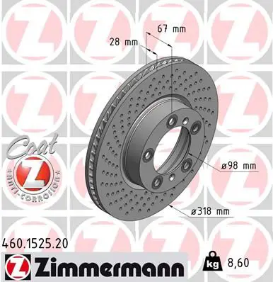 Handler.Part Brake disc ZIMMERMANN 460152520 1