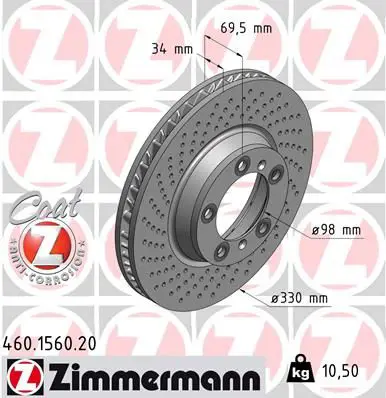 Handler.Part Brake disc ZIMMERMANN 460156020 1