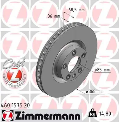 Handler.Part Brake disc ZIMMERMANN 460157520 1