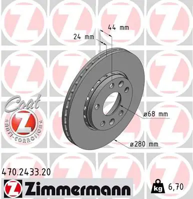 Handler.Part Brake disc ZIMMERMANN 470243320 1