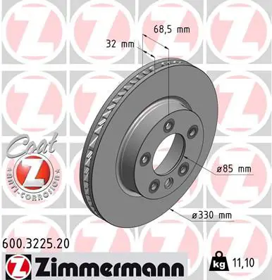 Handler.Part Brake disc ZIMMERMANN 600322520 1