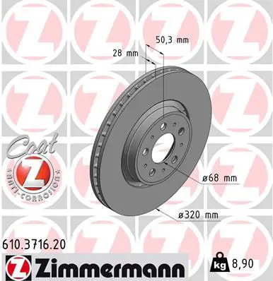 Handler.Part Brake disc ZIMMERMANN 610371620 1