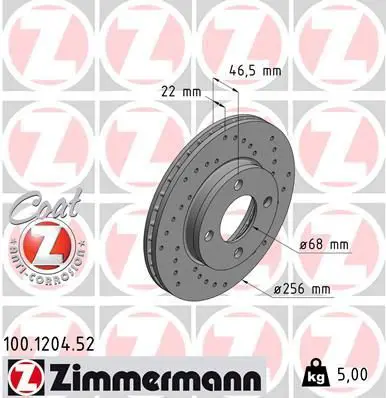 Handler.Part Brake disc ZIMMERMANN 100120452 1