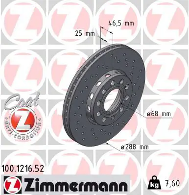 Handler.Part Brake disc ZIMMERMANN 100121652 1