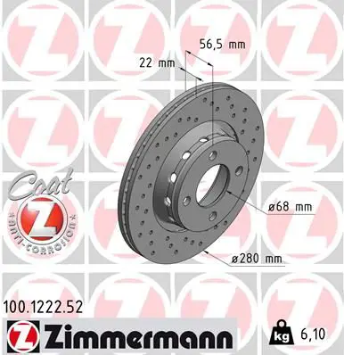 Handler.Part Brake disc ZIMMERMANN 100122252 1