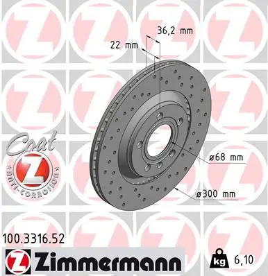 Handler.Part Brake disc ZIMMERMANN 100331652 1