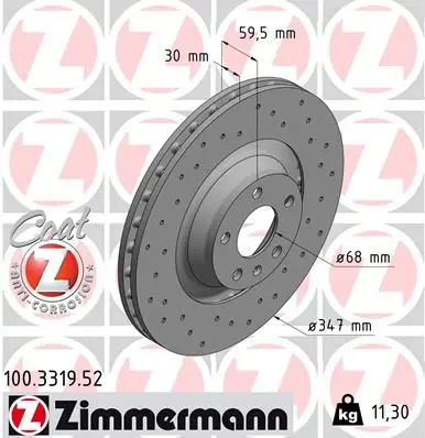 Handler.Part Brake disc ZIMMERMANN 100331952 1