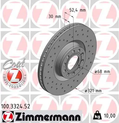 Handler.Part Brake disc ZIMMERMANN 100332452 1