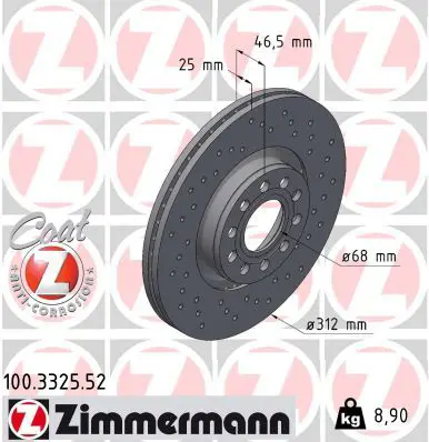 Handler.Part Brake disc ZIMMERMANN 100332552 1