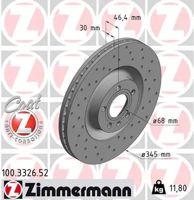 Handler.Part Brake disc ZIMMERMANN 100332652 1