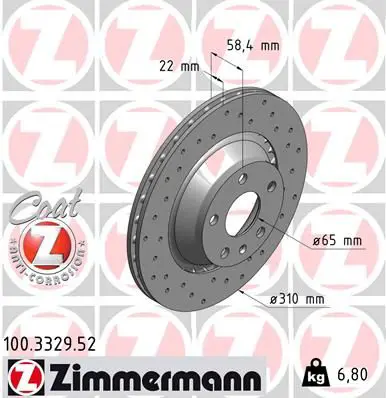 Handler.Part Brake disc ZIMMERMANN 100332952 1