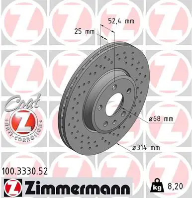 Handler.Part Brake disc ZIMMERMANN 100333052 1