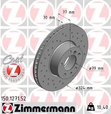 Handler.Part Brake disc ZIMMERMANN 150127152 1