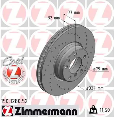 Handler.Part Brake disc ZIMMERMANN 150128052 1