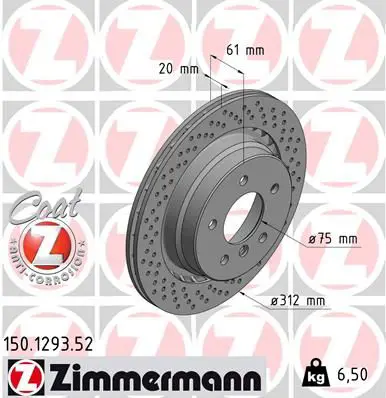 Handler.Part Brake disc ZIMMERMANN 150129352 1