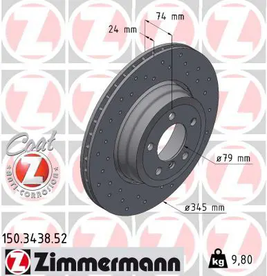 Handler.Part Brake disc ZIMMERMANN 150343852 1