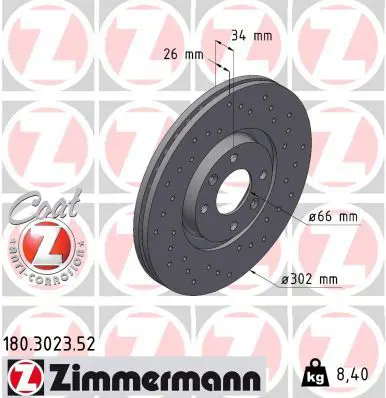 Handler.Part Brake disc ZIMMERMANN 180302352 1