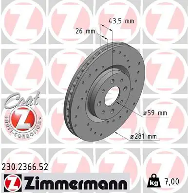 Handler.Part Brake disc ZIMMERMANN 230236652 1