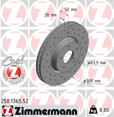 Handler.Part Brake disc ZIMMERMANN 250136552 1