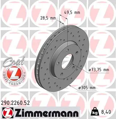 Handler.Part Brake disc ZIMMERMANN 290226052 1