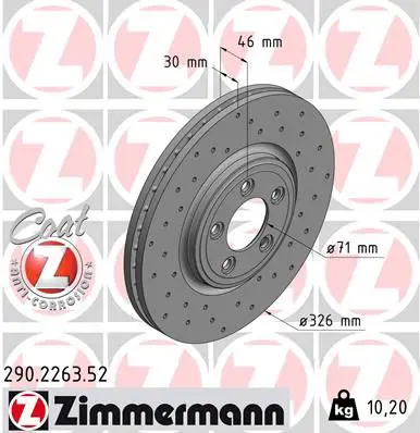 Handler.Part Brake disc ZIMMERMANN 290226352 1