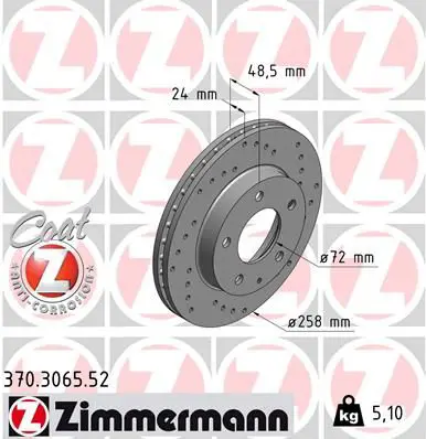 Handler.Part Brake disc ZIMMERMANN 370306552 1