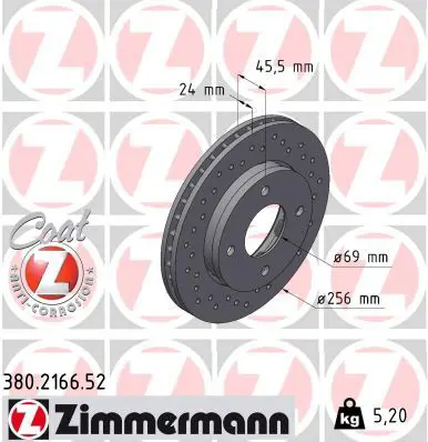 Handler.Part Brake disc ZIMMERMANN 380216652 1