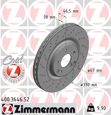 Handler.Part Brake disc ZIMMERMANN 400364652 1