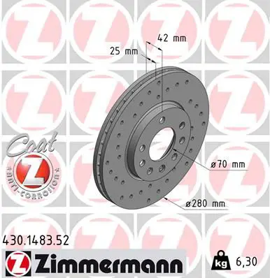 Handler.Part Brake disc ZIMMERMANN 430148352 1