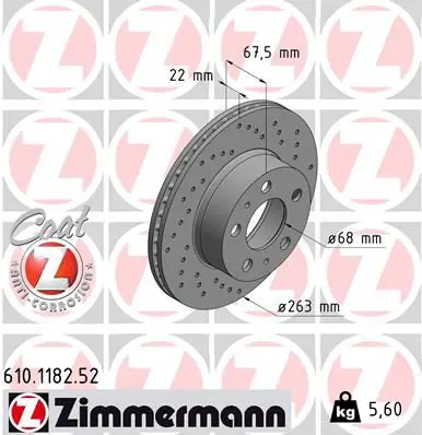 Handler.Part Brake disc ZIMMERMANN 610118252 1