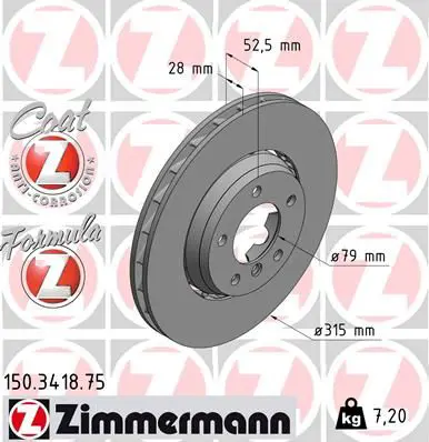 Handler.Part Brake disc ZIMMERMANN 150341875 1