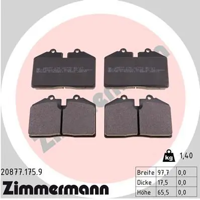 Handler.Part Brake pad set, disc brake ZIMMERMANN 208771759 1