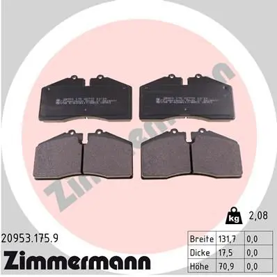 Handler.Part Brake pad set, disc brake ZIMMERMANN 209531759 1