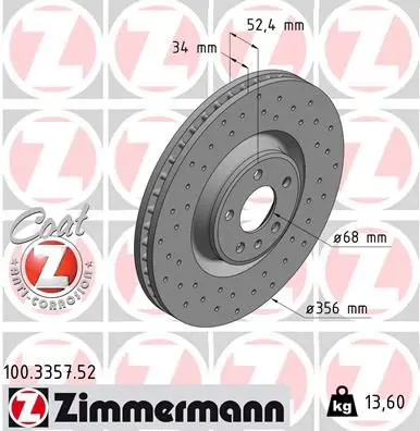 Handler.Part Brake disc ZIMMERMANN 100335752 1