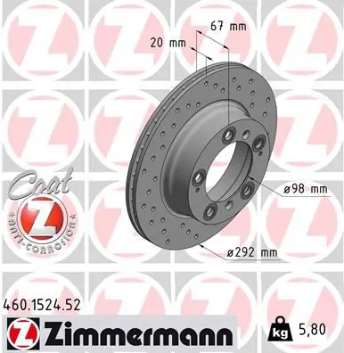 Handler.Part Brake disc ZIMMERMANN 460152452 1