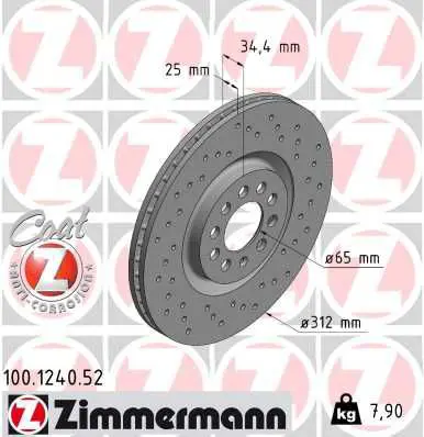 Handler.Part Brake disc ZIMMERMANN 100124052 1