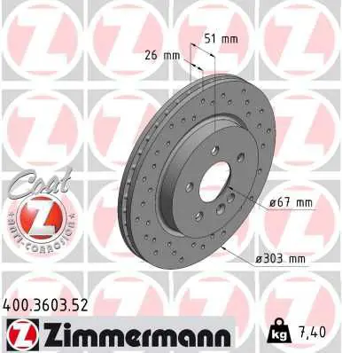 Handler.Part Brake disc ZIMMERMANN 400360352 1