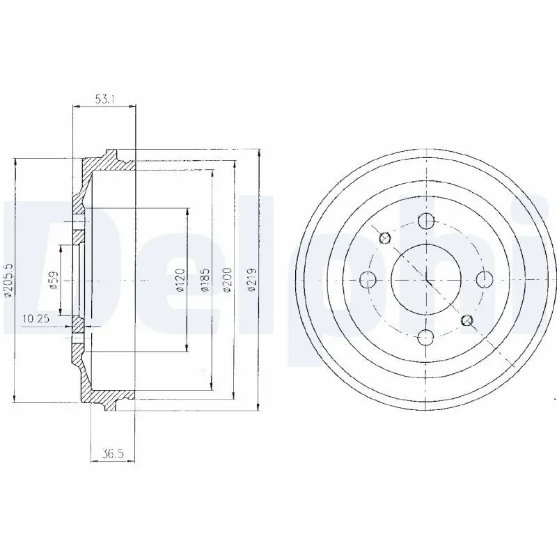 Handler.Part Brake drum DELPHI BF136 1