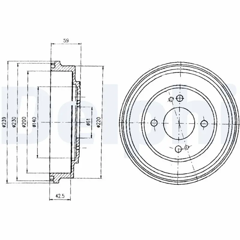 Handler.Part Brake drum DELPHI BF208 1