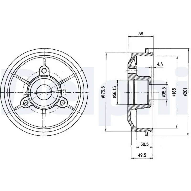 Handler.Part Brake drum DELPHI BF267 1