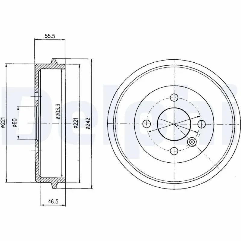 Handler.Part Brake drum DELPHI BF346 1
