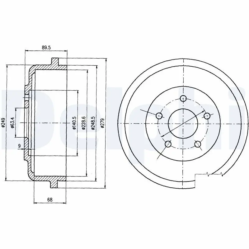 Handler.Part Brake drum DELPHI BF503 1