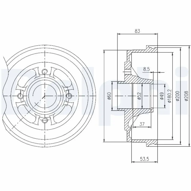 Handler.Part Brake drum DELPHI BFR272 1