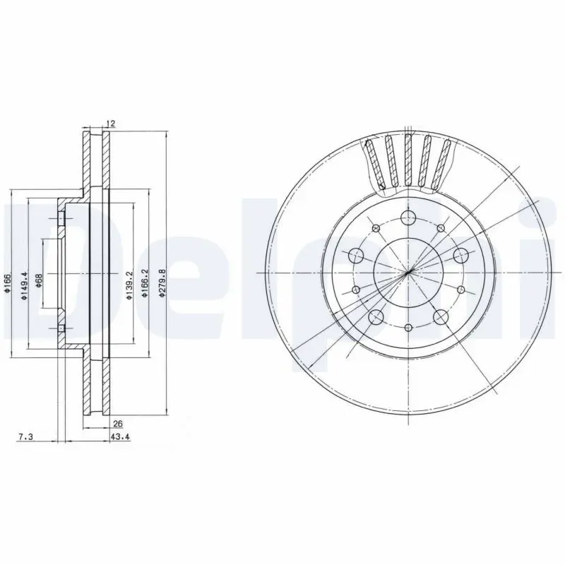 Handler.Part Brake disc DELPHI BG2841C 1